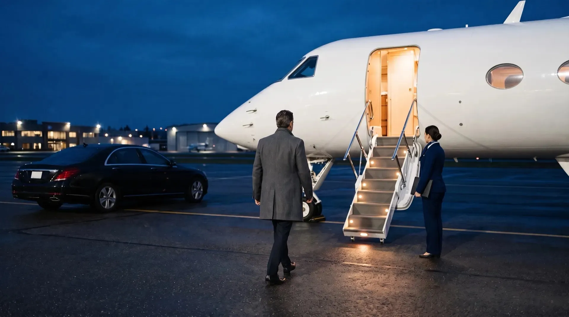 Guest welcomed at the aircraft steps